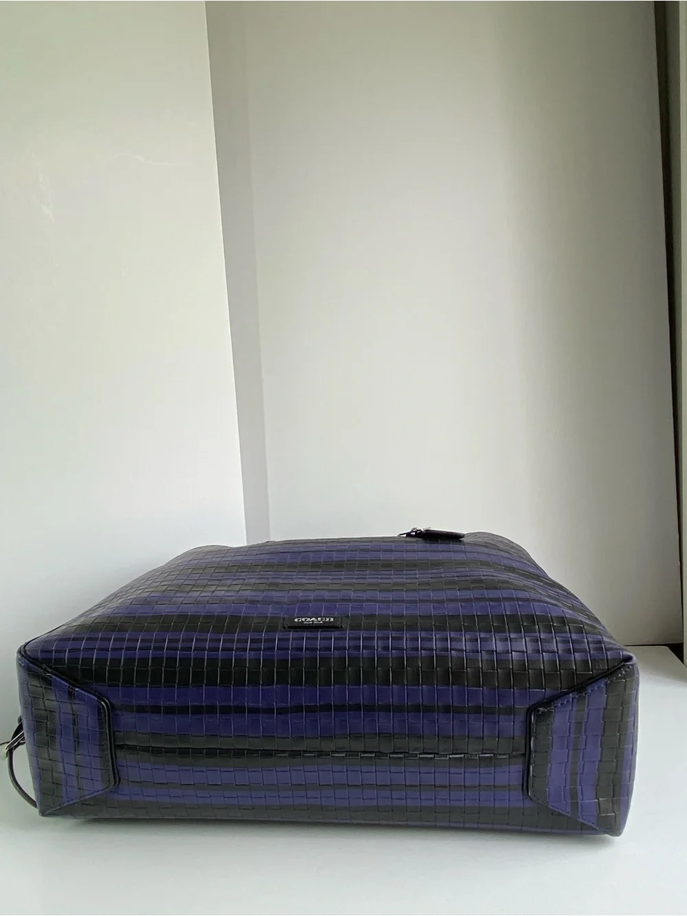 Coach Bleecker Woven Purple and Black Leather Satchel